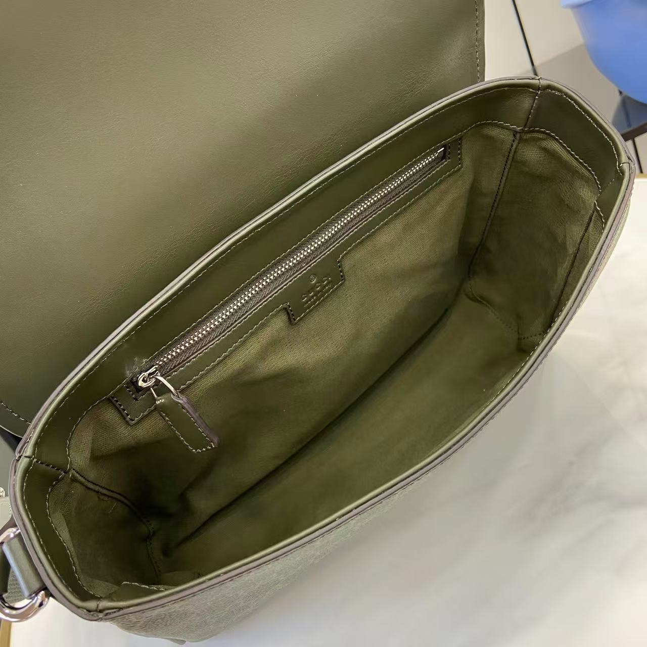Gucci GG Monogram Messenger Bag Green