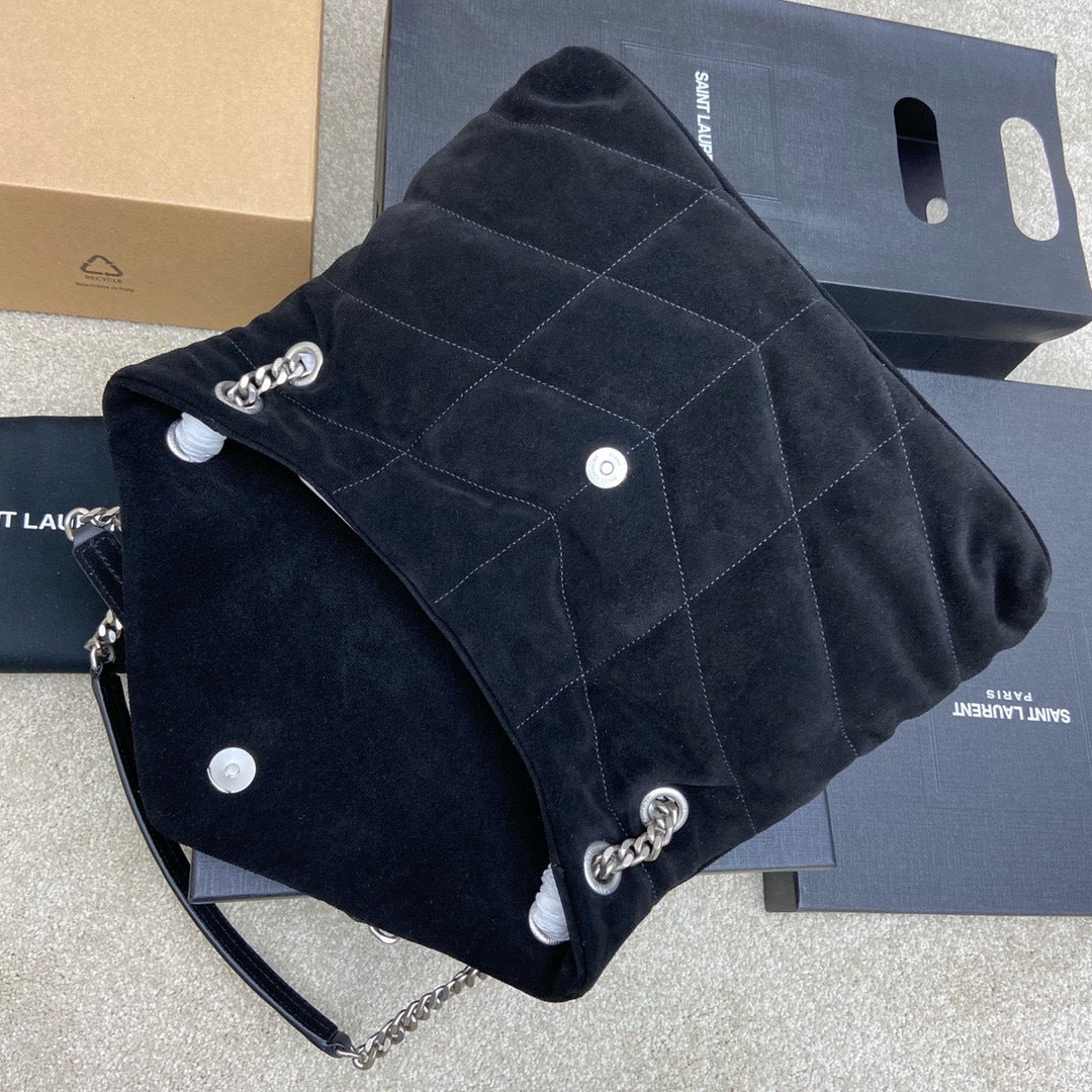 Bolsa Saint Laurent Puffer Toy  Shoulder Bag Black em camurça