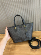 Coach Taxi Tote 21 Signature Black Ferragens Douradas