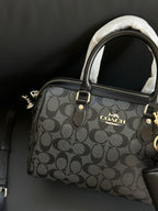 Coach Rowan Satchel Black Signature Canvas
