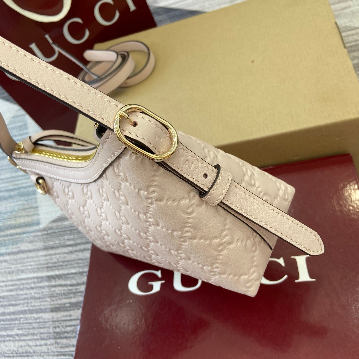 Gucci GG Emblem Small Shoulder Bag Off-White