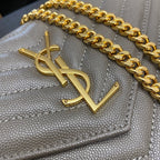 Saint Laurent Shoulder Bag gray Ferragens Douradas