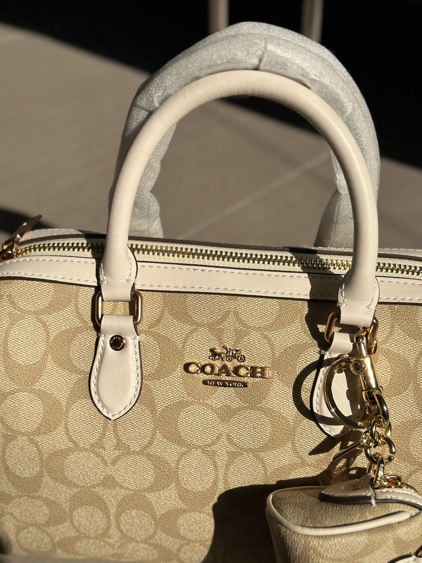 Coach Rowan Satchel Khaki / Off-White Signature Canvas