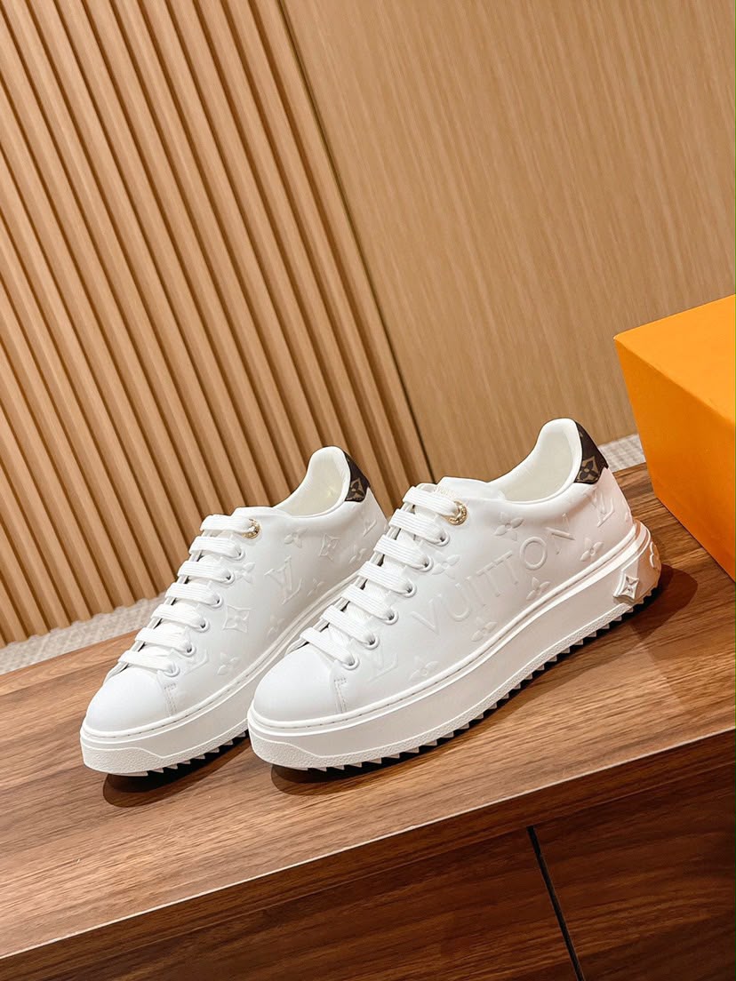 LV Time Out Debossed Monogram Signature White