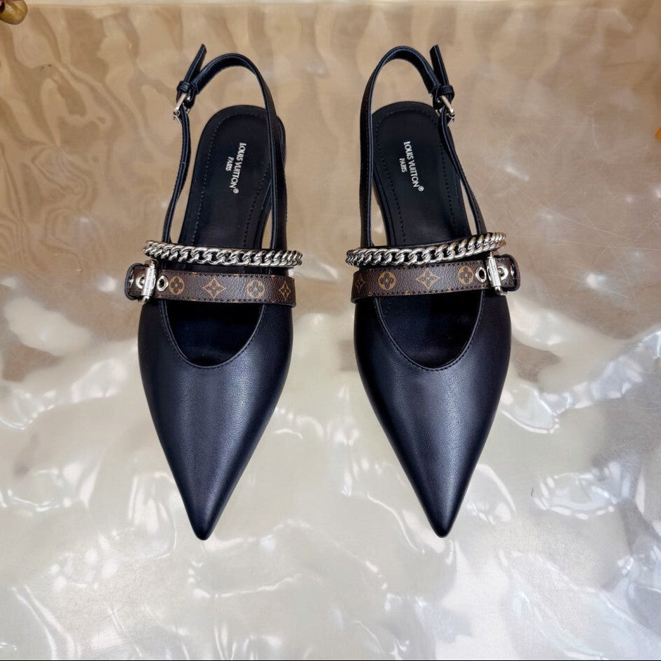 Louis Vuitton Vibe Slingback Flat Ballerina Black
