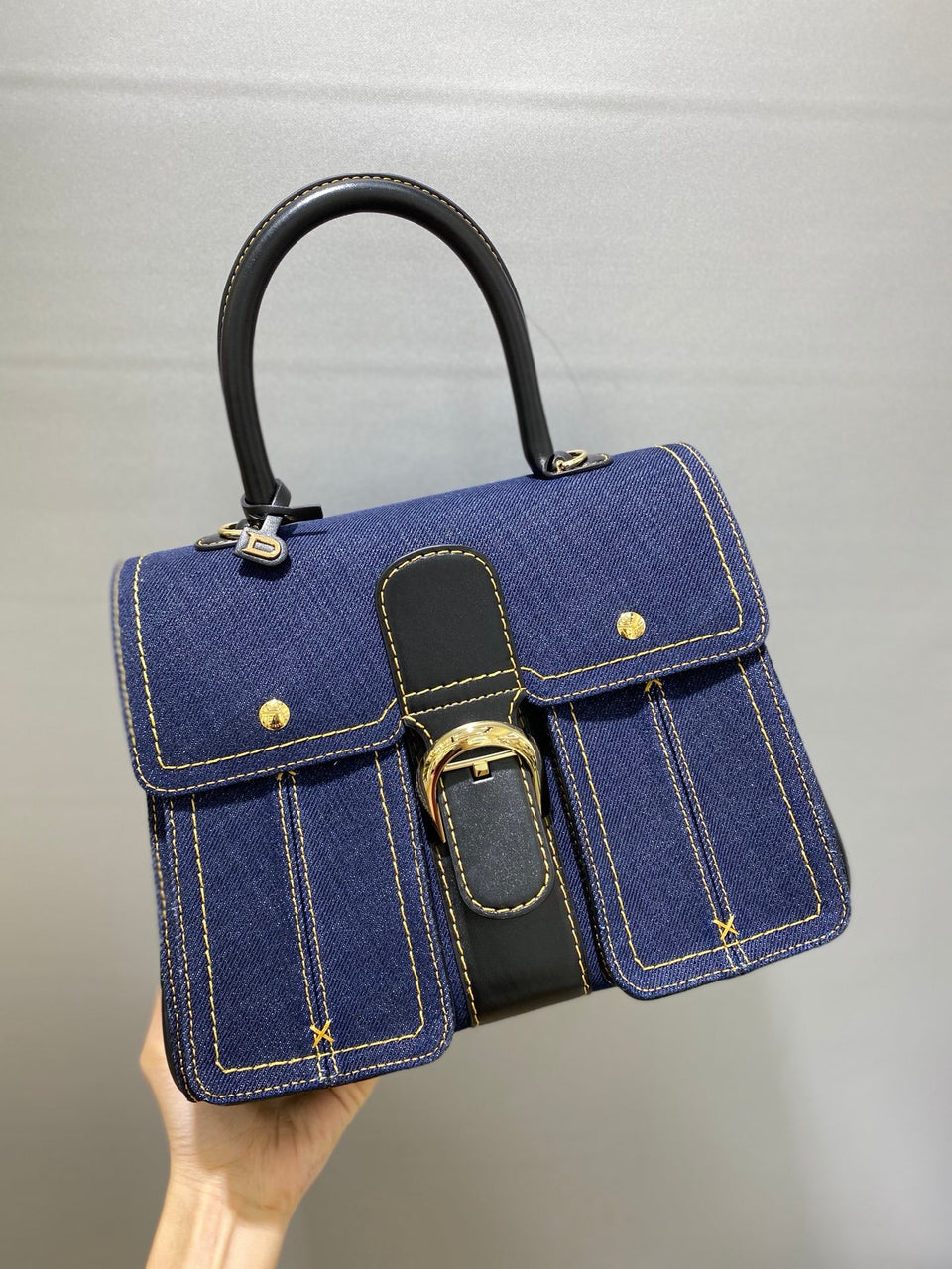 Delvaux Brillant Mini Denim Navy Blue