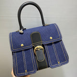 Delvaux Brillant Mini Denim Navy Blue