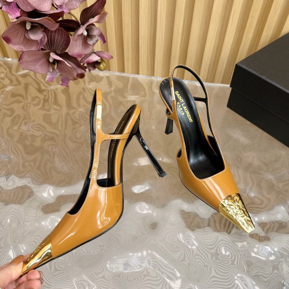 Saint Laurent Scarpin Slingback Jeanne  Chestnut