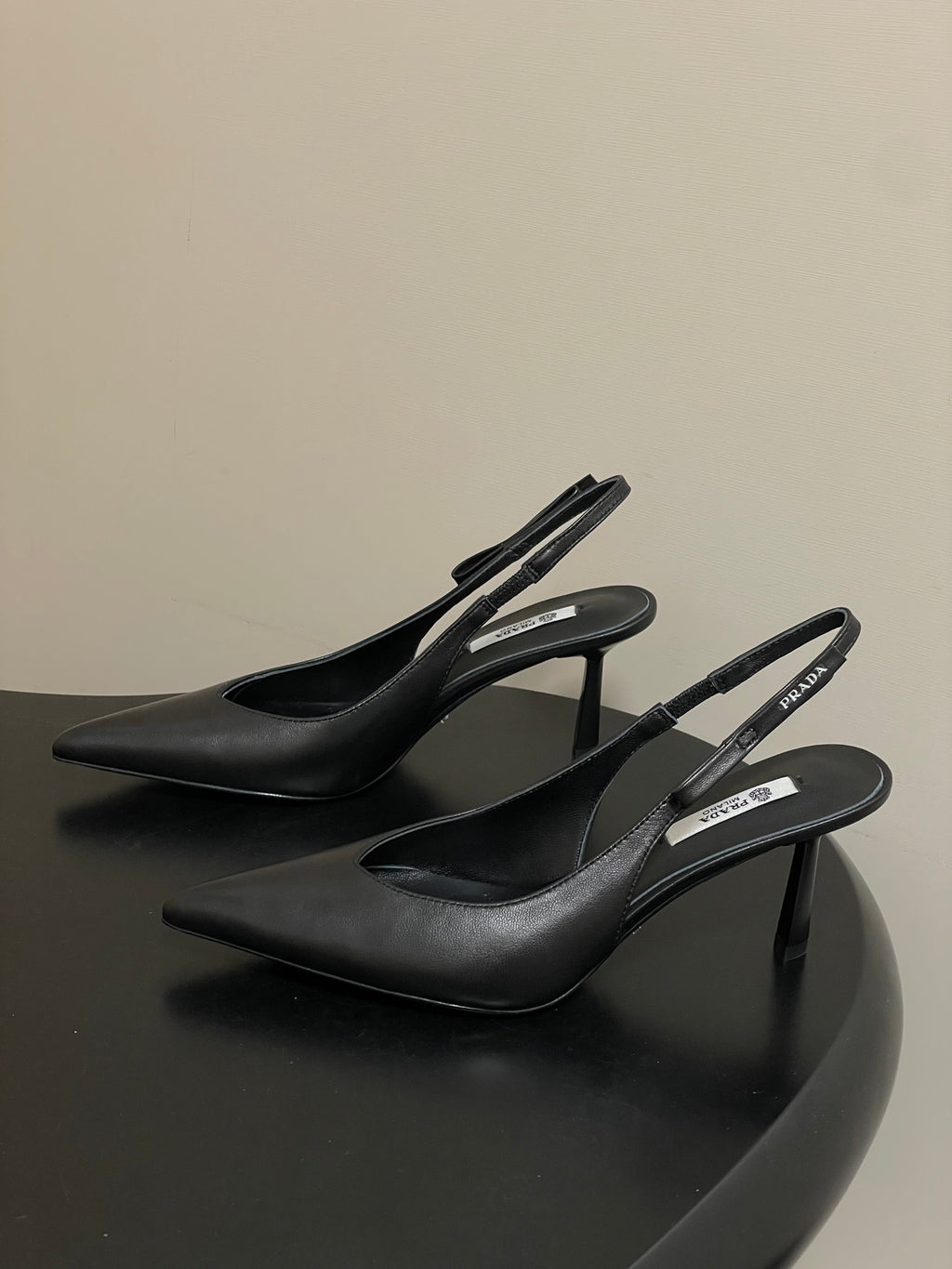 Prada  Slingback Pumps  Black Matte