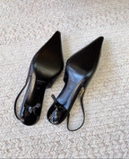 Scarpin Slingback Babylone Breteuil Black Saint Laurent Black  75 mm