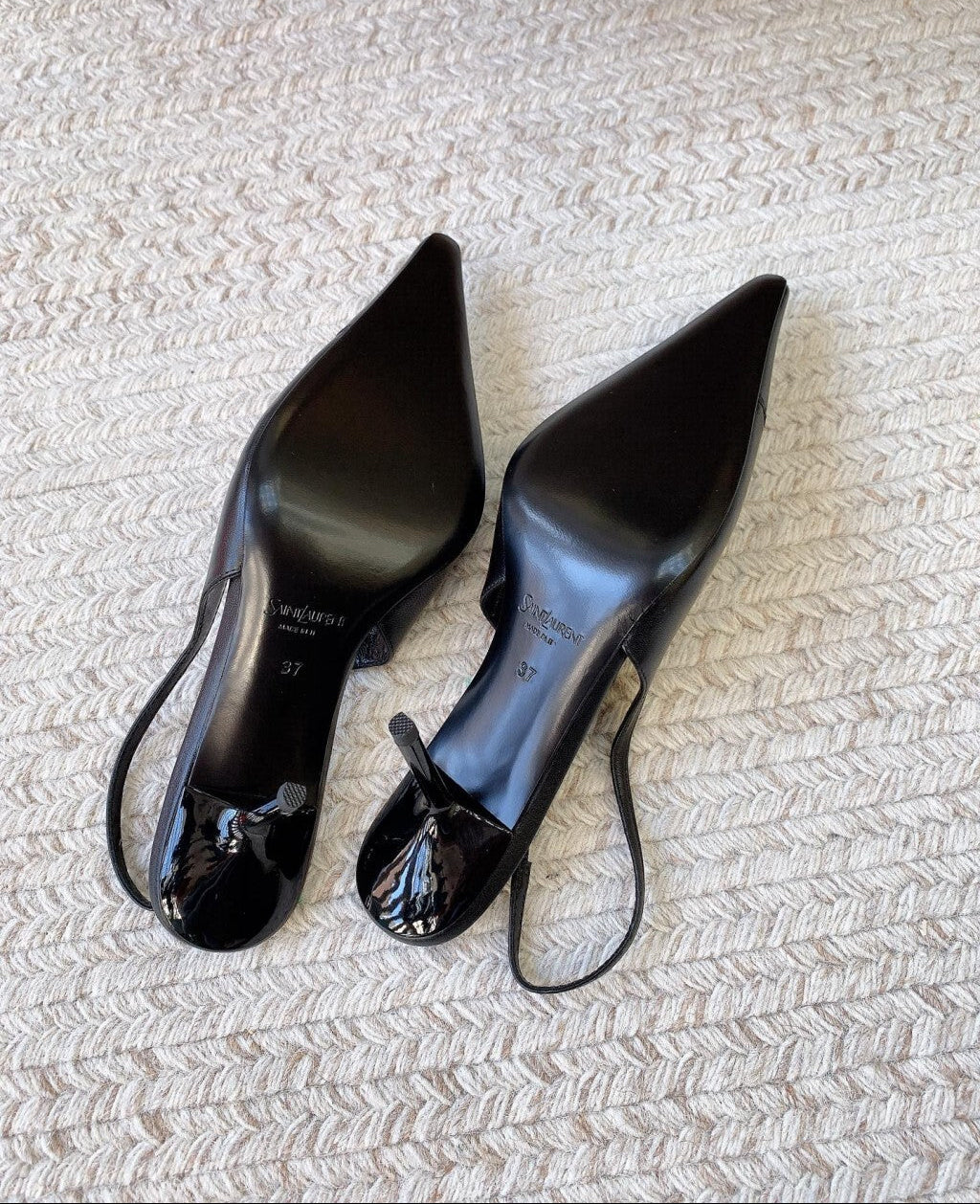 Scarpin Slingback Babylone Breteuil Black Saint Laurent Black  75 mm