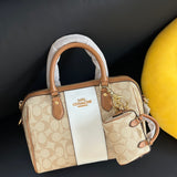 Coach Rowan Satchel Khaki Saddle Chalk