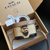 Coach Georgie Gem Crossbody Bag Shouder Khaki Bege Ferragens Douradas