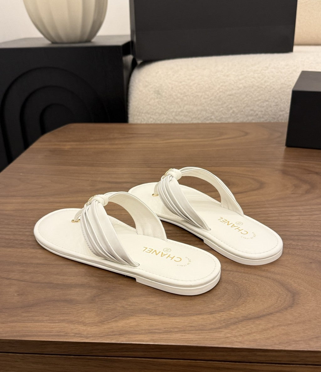 Chanel Thong Sandals White.