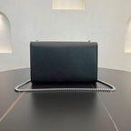 Saint Laurent Kate Chain Bag Black Ferragens Prata