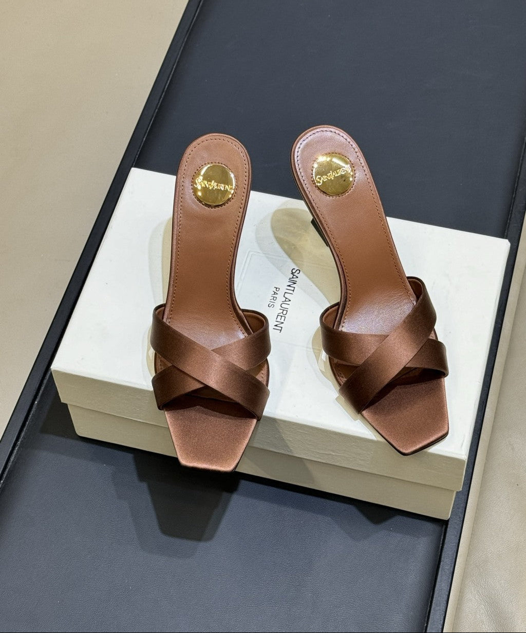 Saint Laurent  Mules Opyum Em Crepe De Cetim