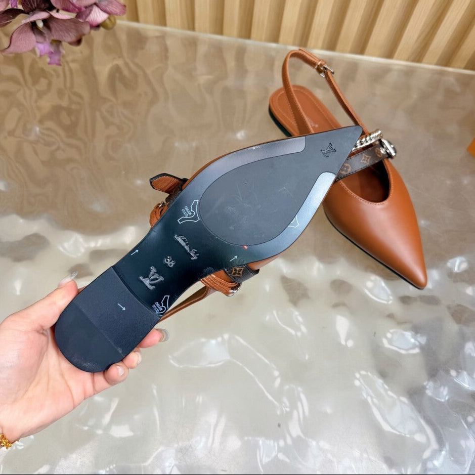 Louis Vuitton Vibe Slingback Flat Ballerina Brown