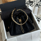 Bolsa Hobo  Chanel 25 em camurça Black Small