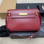 Saint Laurent Manhattan Small Shoulder Bag  Red Ferragens Douradas