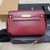 Saint Laurent Manhattan Small Shoulder Bag  Red Ferragens Douradas