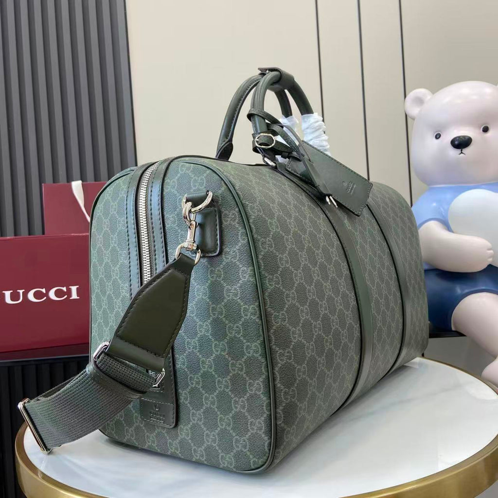 Gucci GG Monogram Medium Duffle Bag Dark Green