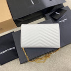 Saint Laurent Shoulder Bag White Ferragens Douradas