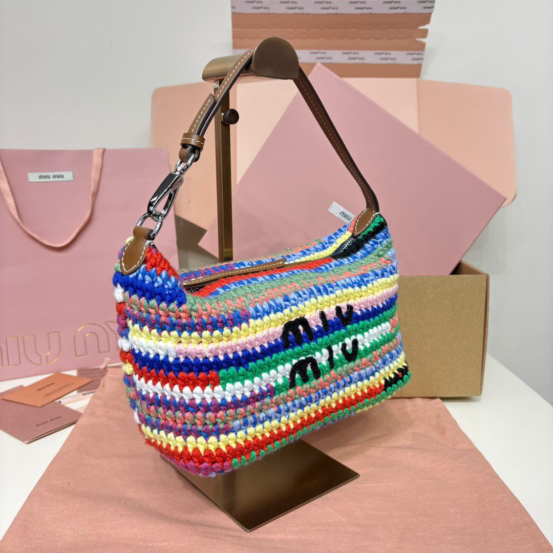 Miu Miu Mini Nécessaire Spirit em Crochê Multicolorido
