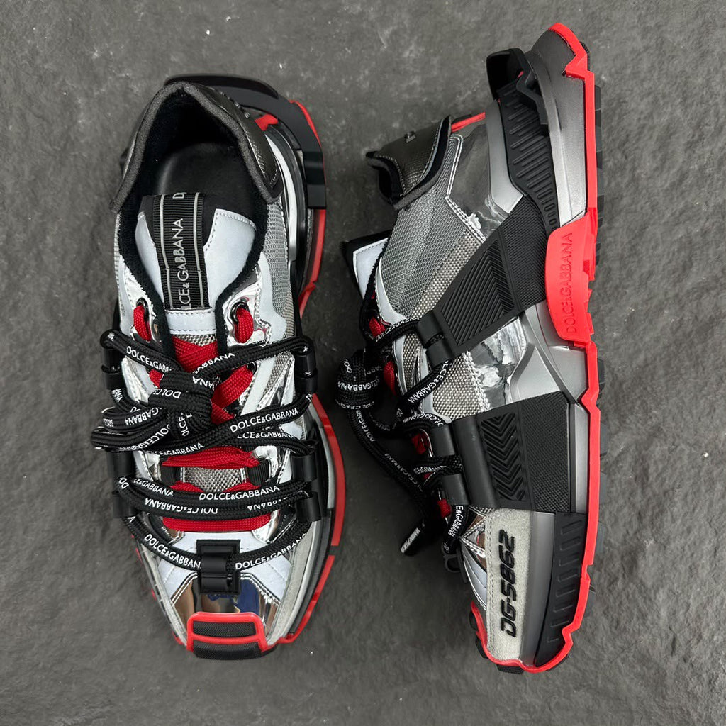 Dolce & Gabbana Space Trainers Silver/Red/Black