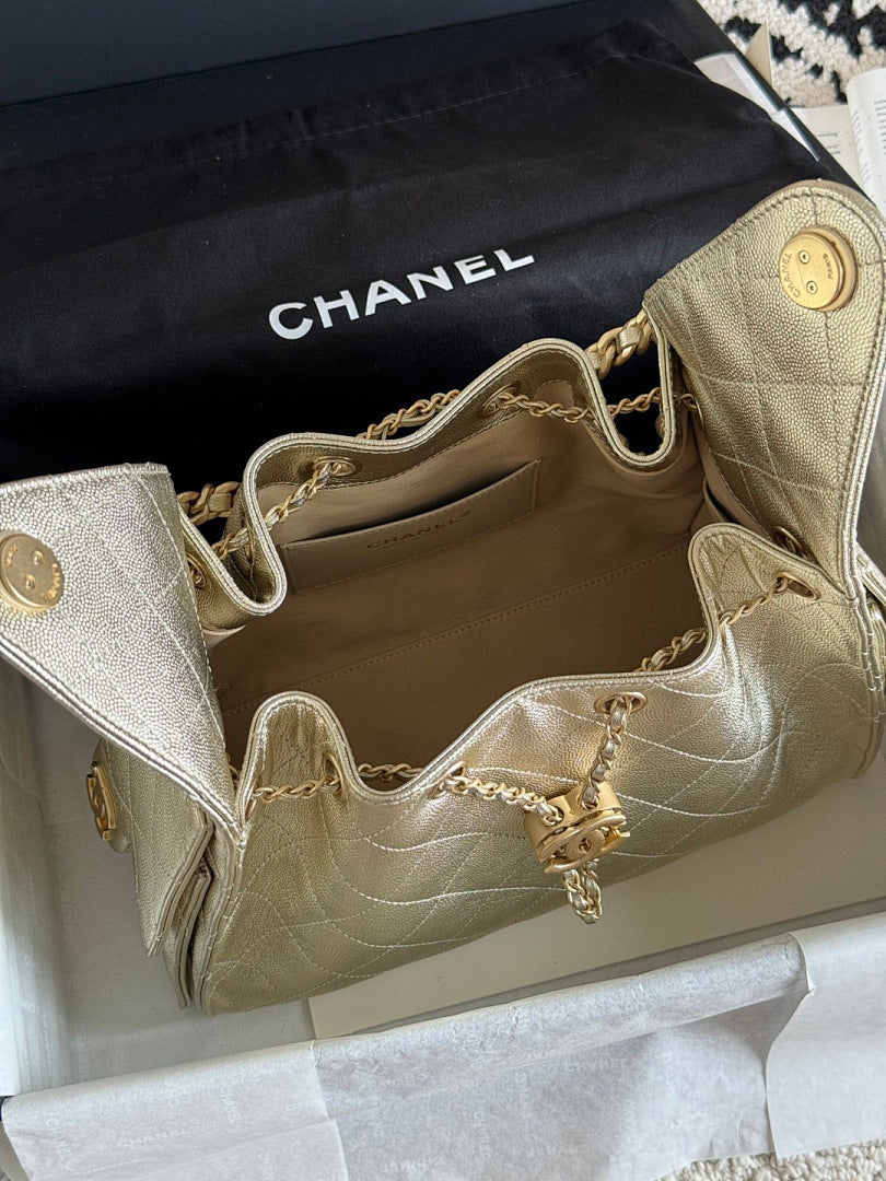 Bolsa Hobo  Chanel 25 Metalica Small