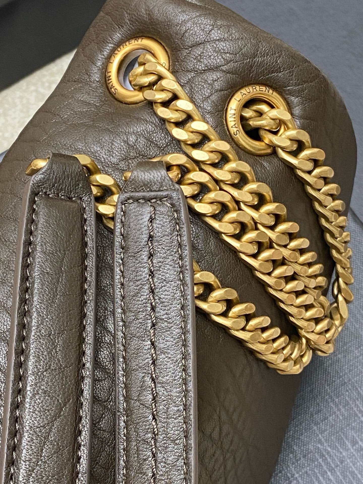 Yves Saint Laurent Calypso Lambskin Brown Ferragens Douradas
