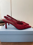 Prada Scarpin Slingback Pumps Suede Rede