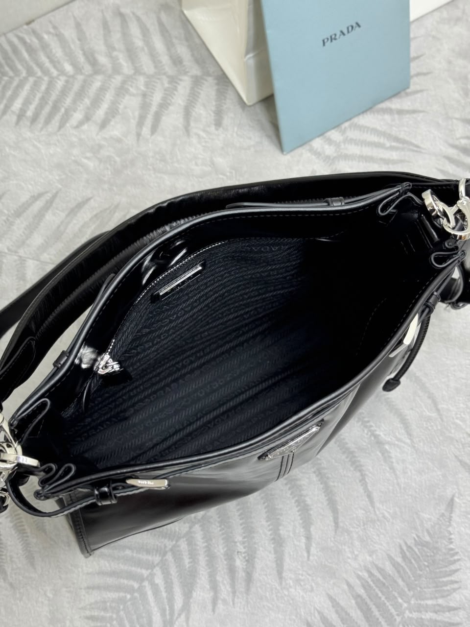 Prada Bonnie Leather Shoulder Bag Black