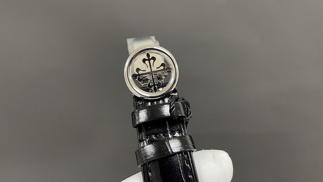 Patek Philippe Calatrava "Officer's Case" Silver Opaline Dial Bracelet Black