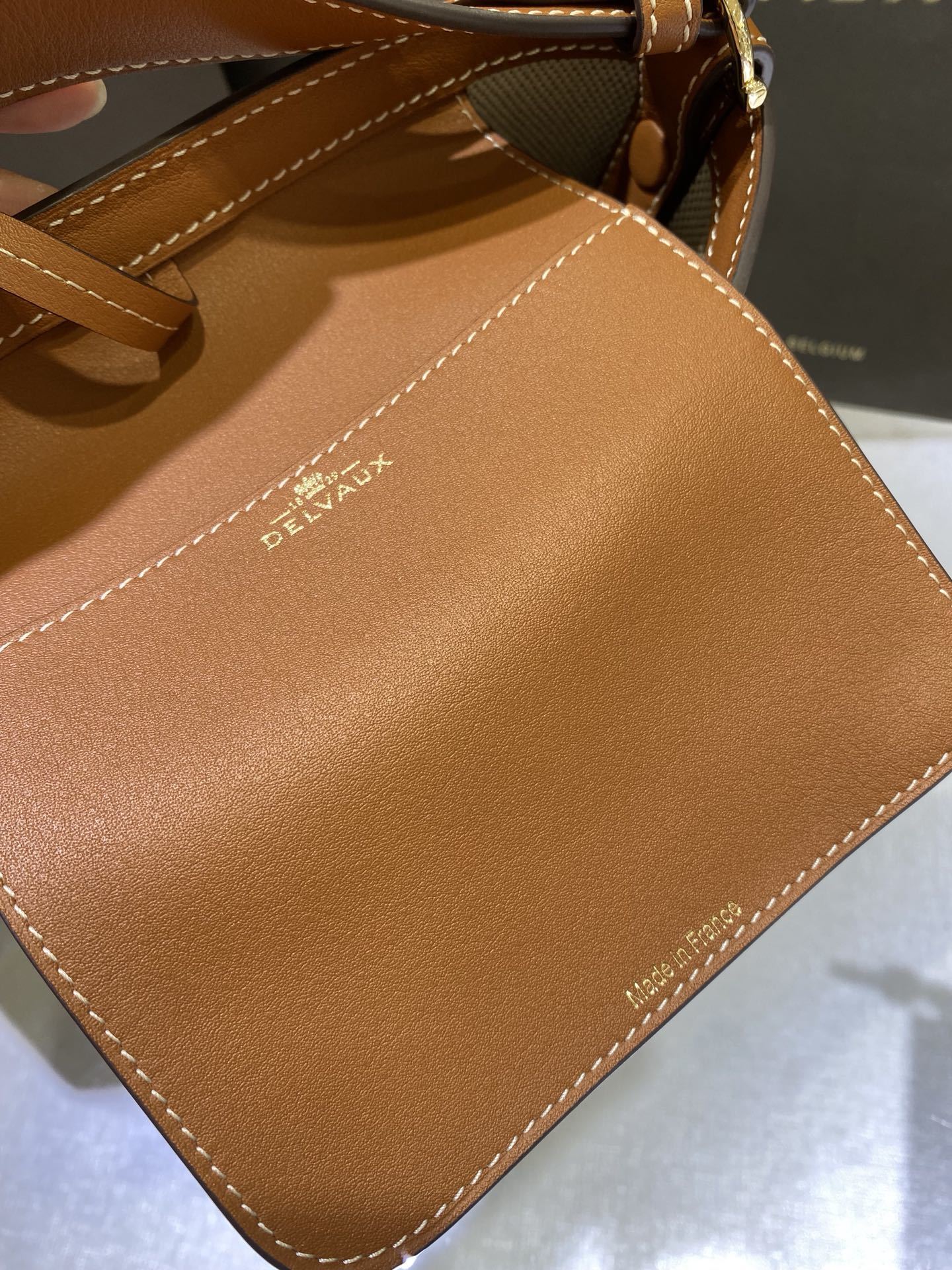 Delvaux Pin Mini Bucket Canvas Caramelo