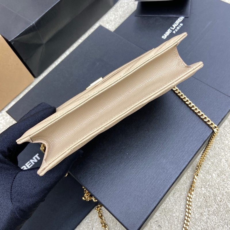 Saint Laurent Shoulder Bag Bege Ferragens Douradas
