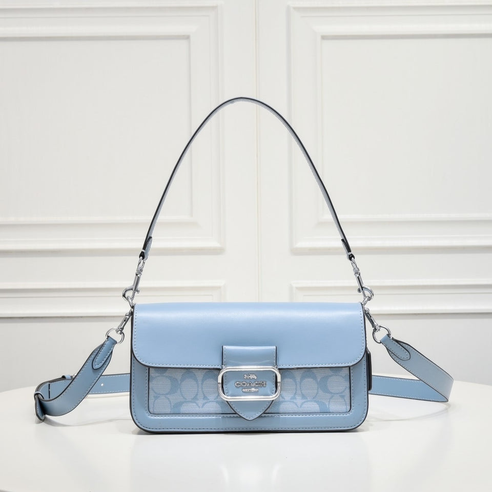 Coach Morgan Signature Shoulder Bag blue Ferragens Pratas