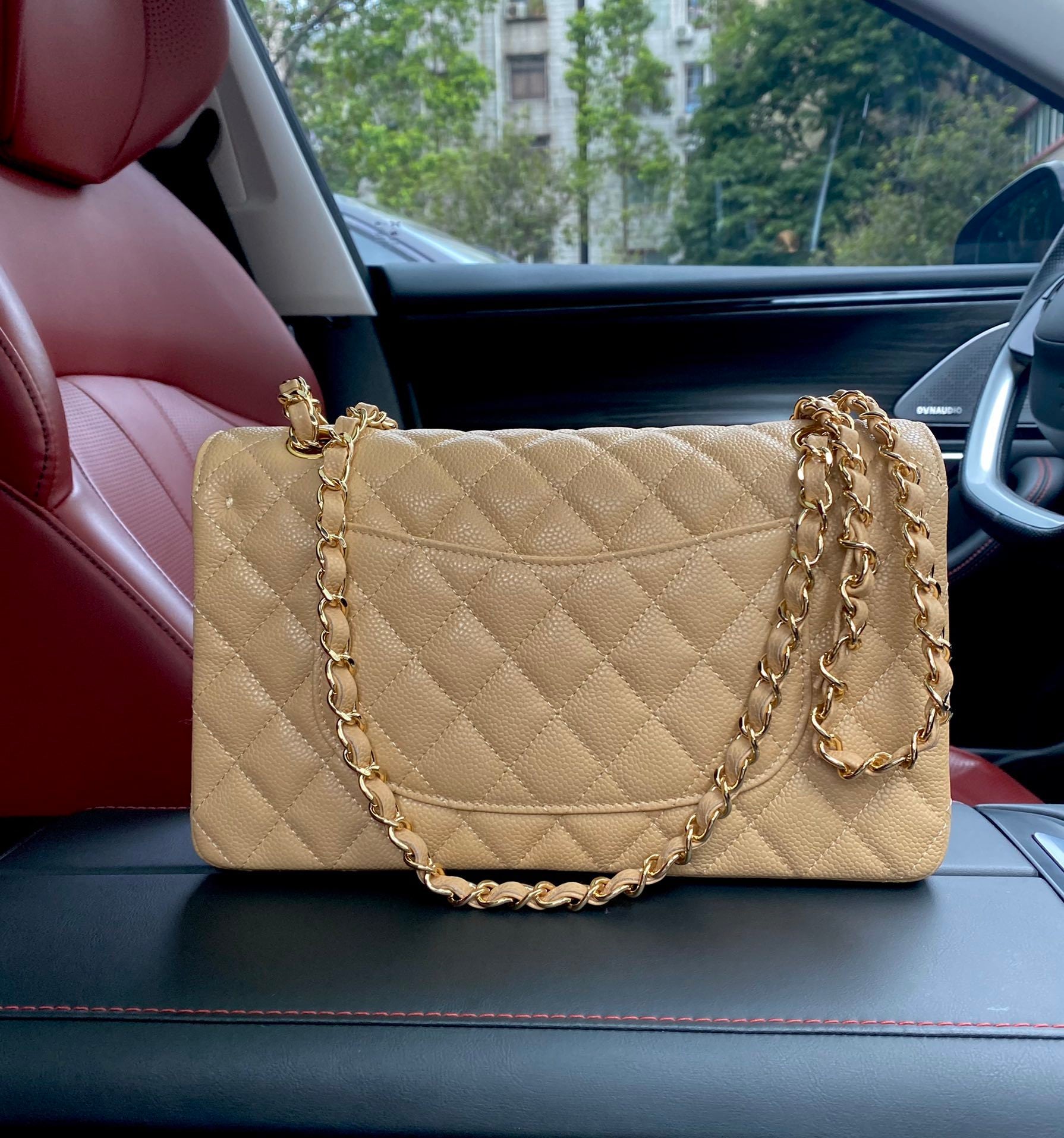 Chanel Classic Double Flap Quilted Medium Beige Dark .
