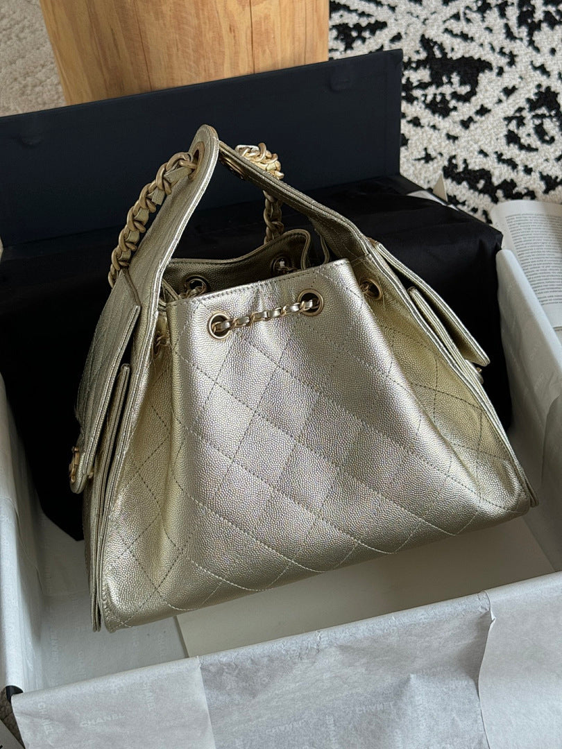 Bolsa Hobo  Chanel 25 Metalica Small