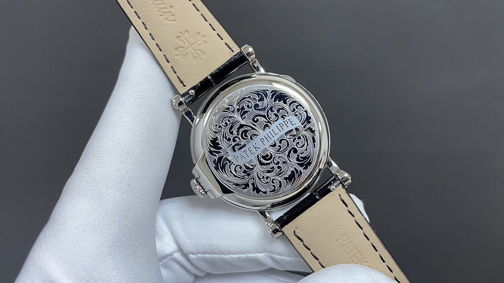 Patek Philippe Calatrava "Officer's Case" Silver Opaline Dial Bracelet Black
