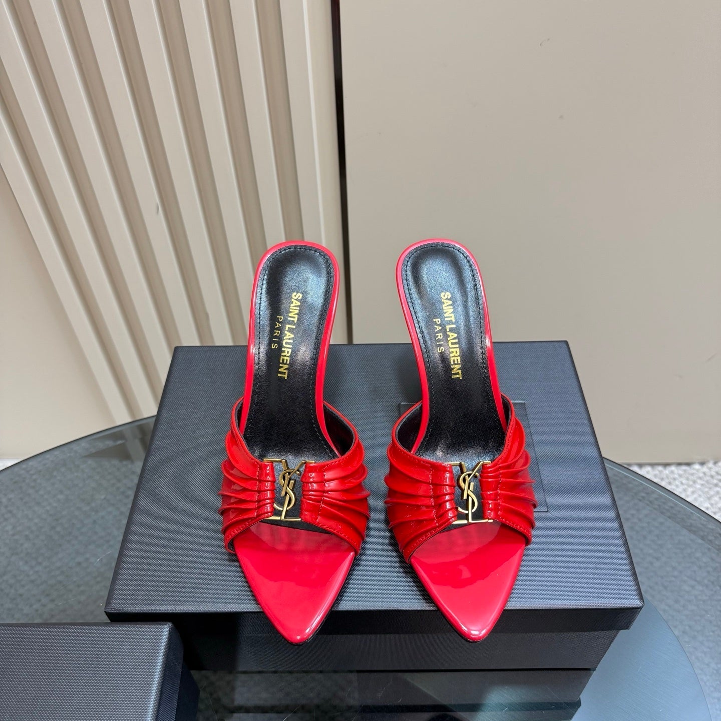 Saint Laurent Babylone Mules Bordeaux slutty red