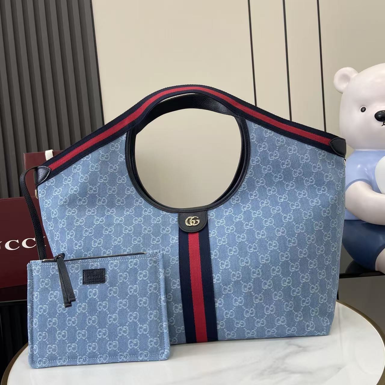 Gucci Giglio Large Tote Bag Blue