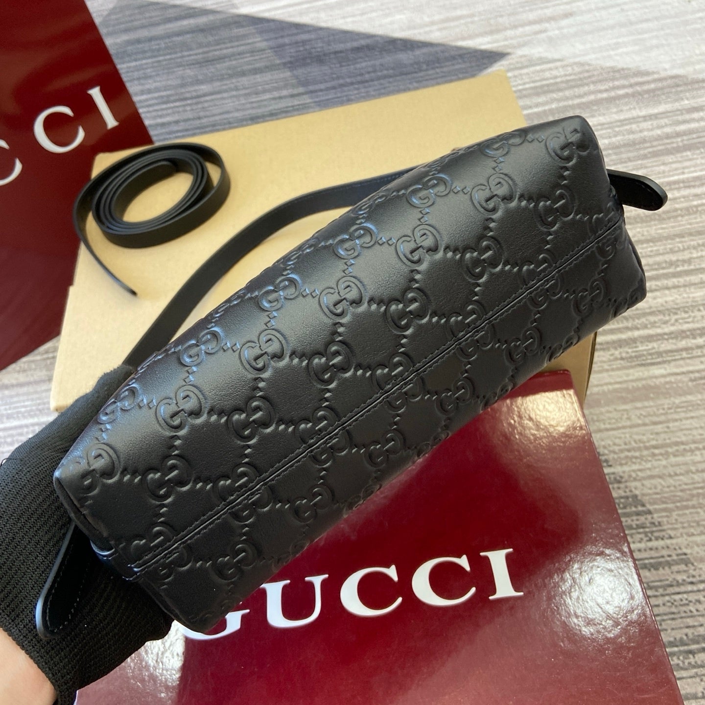 Gucci GG Emblem Small Shoulder Bag Black