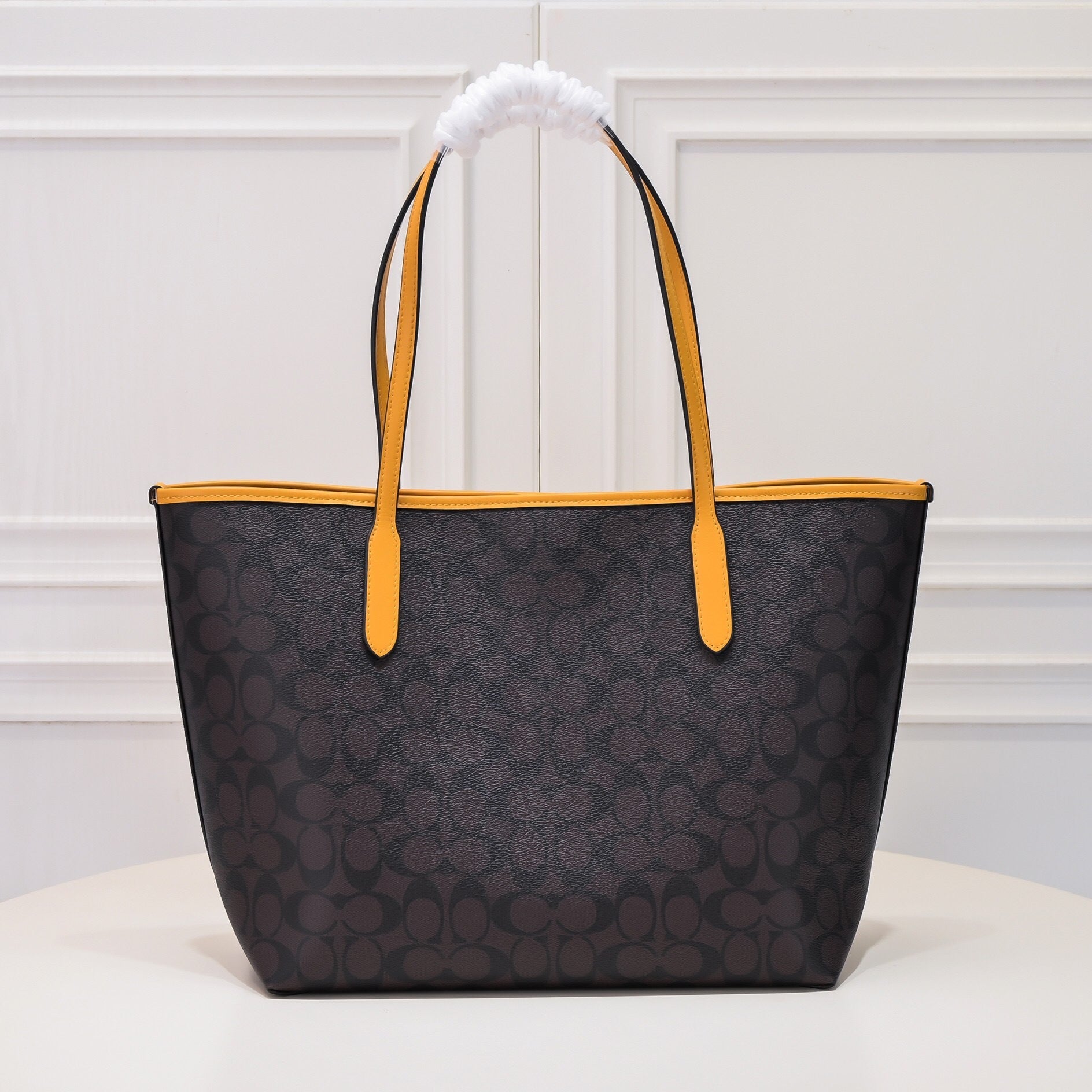 Coach City Tote Varsity Signature Canvas Brown / Yellow
