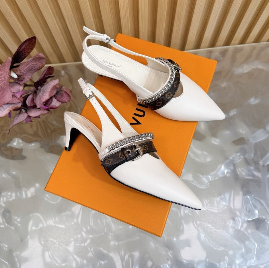 Louis Vuitton LV Vibe Slingback Pumps White