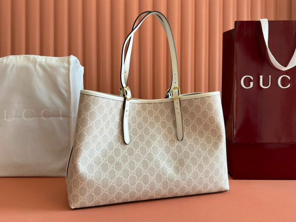 Gucci GG Emblem Tote Bag Off-White