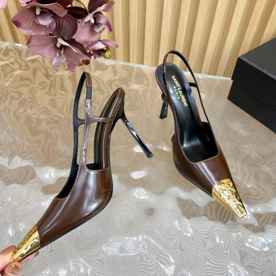 Saint Laurent Scarpin Slingback Jeanne  Brown
