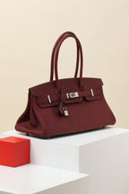 Shoulder Birkin Style Leather Burgundy