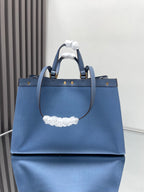 Fendi Peekaboo X-Tote Canvas Bag Azul-Marinho