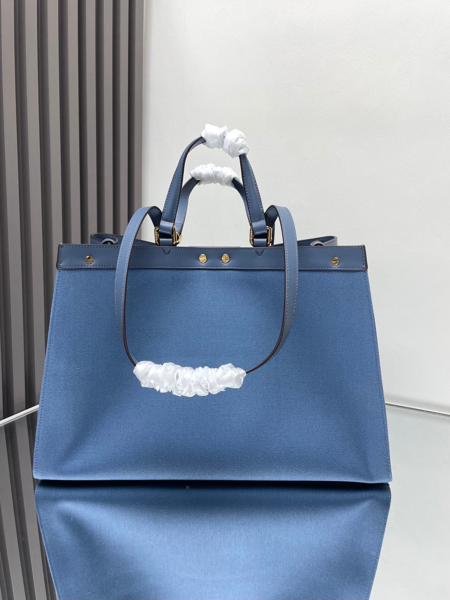 Fendi Peekaboo X-Tote Canvas Bag Azul-Marinho