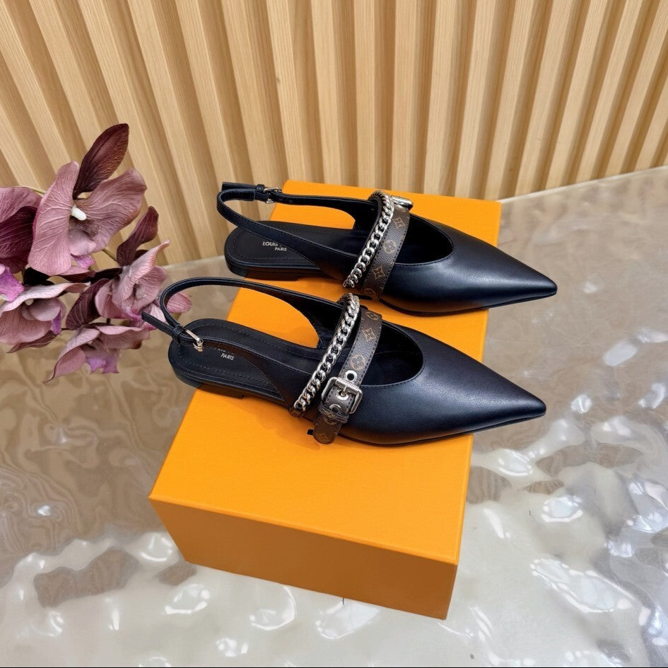 Louis Vuitton Vibe Slingback Flat Ballerina Black